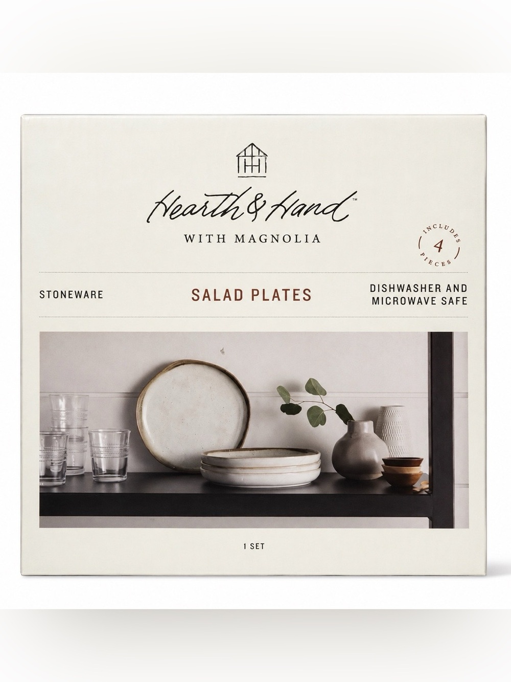 Hearth & Hand Salad Plates 4pk Cream Stoneware Farmhouse NEW IN BOX - Picture 1 of 2